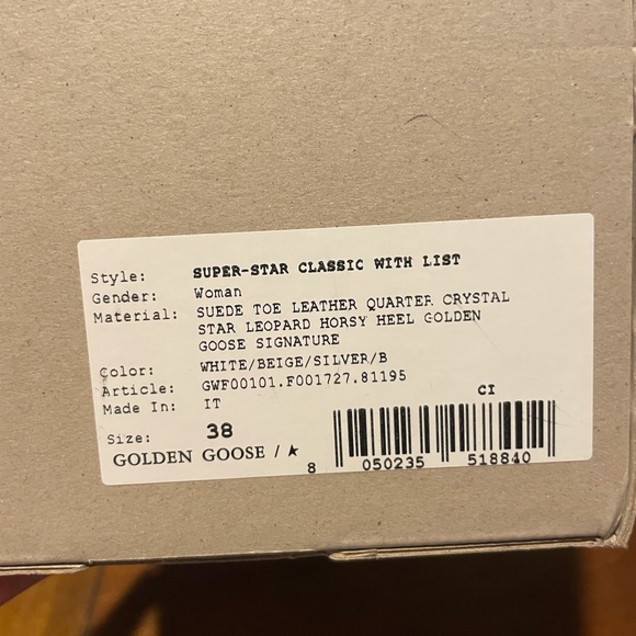 White, silver star, leopard heel, Golden Goose Super- Star Classic with List - Picture 10 of 13